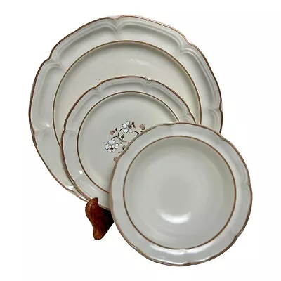 Buy Vintage 70s Idlewild By Covington Stoneware Floral 3-PC Dinnerware Set For 5 • 27.39£
