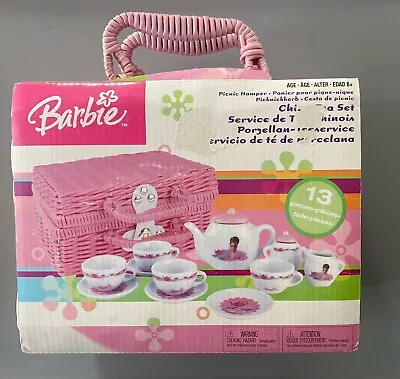 Buy Barbie 13 Piece China Tea Set With Wicker Basket New & Sealed Mattel Sun Damaged • 35£