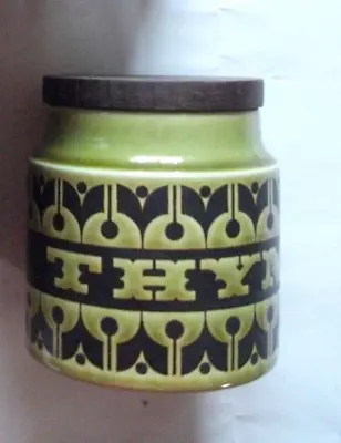 Buy HORNSEA ENGLAND POTTERY Lakeland Green THYME Spice Herbs Jar Ht 87mm Dia 79mm • 10£
