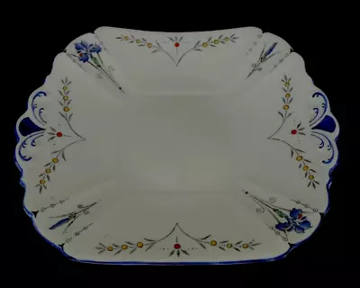 Buy Vintage/Art Deco China Cake / Bread Plate.Shelley Queen Anne Blue Iris.24cm. • 22.95£