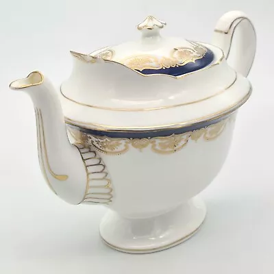 Buy Vintage Bone China Teapot Shelley Gainsborough A11342 Cobalt Blue Gold Trim • 7.50£