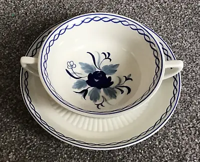 Buy Adams Ironstone Baltic Twin Handled Soup Bowl And Stand / Saucer - A • 8.99£