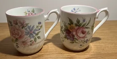 Buy Pair Handcrafted Springfield Staffordshire Fine Bone China Pink Floral Tea Cups • 12.84£