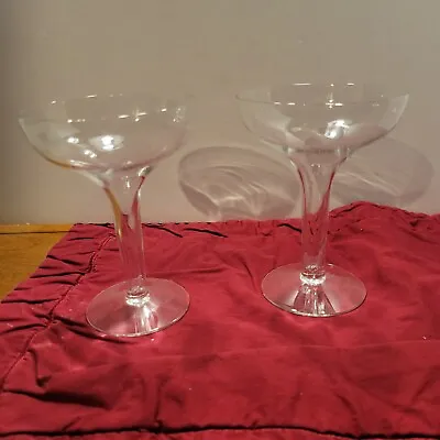 Buy Vintage Art Deco Crystal Hollow Stem Champagne Glasses 1930's  • 54.37£