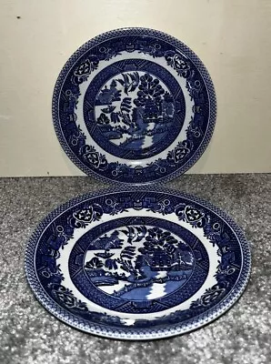 Buy X2 Old Willow Alfred Meakin England Blue & White Saucers 5.5” - Vintage VGC • 6.99£