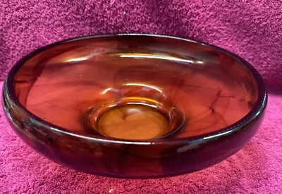 Buy Vintage 1930s Art Deco Davidson Amber Brown Cloud Glass Bowl • 23.95£