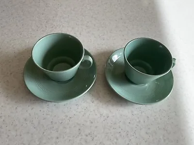 Buy 2 X Vintage Woods Ware Beryl Cups And Saucers.  1940s Utility Crockery.  See ⬇️ • 6£