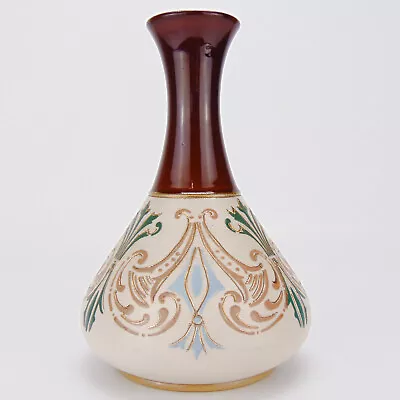 Buy Antique Lovatts Langley Mill Pottery Vase Textured Hand Painted Body C1920 21cm • 59.99£
