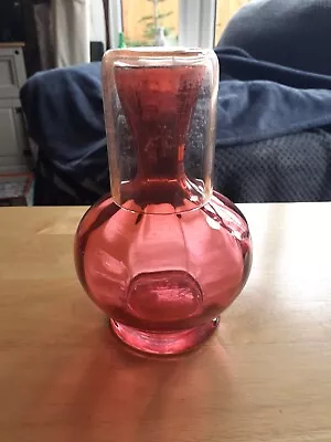 Buy Vintage Cranberry Glass Bedside Water Carafe Set.  • 4.99£