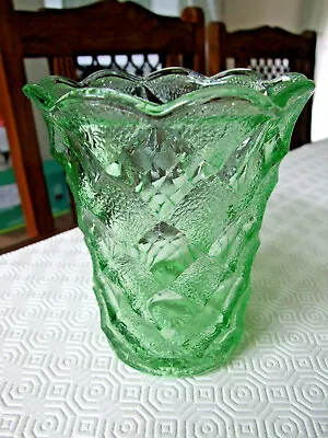 Buy Vintage Pressed Green Glass Celery Vase, 6 Inches Tall • 9£