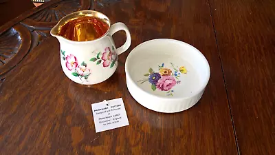 Buy Prinknash Pottery Gold Lustre Goblet Vase And Dish With Roses • 8£