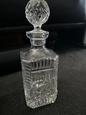 Buy Beautiful Heavy Cut Glass Crystal Square Decanter • 7£