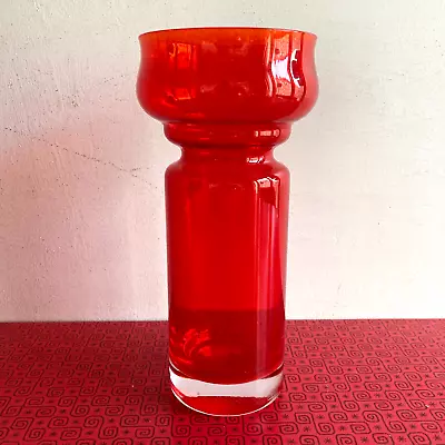 Buy Vintage RIIHIMAKI Scandi Glass Red Tulip Hooped Vase Tamara Aladin No 1514 • 34.99£