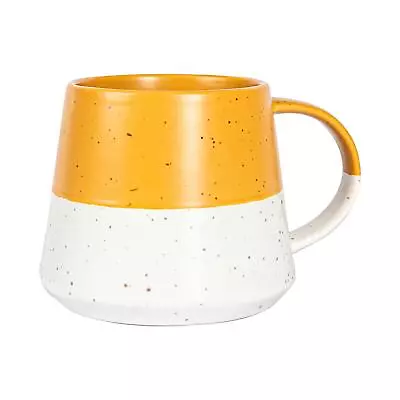 Buy Dipped Flecked Stoneware Belly Mug Large Rustic Tea Cups Set 370ml Mustard • 9£