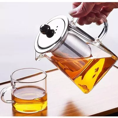 Buy Glass Teapot Tea Set Drinkware Ice Water Tea Coffee Infuser Strainer With Lid • 10.89£