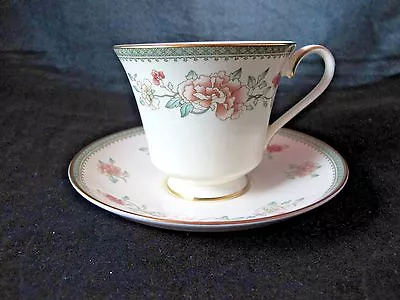 Buy Minton Jasmine Royal Doulton Footed Cup Saucer Set Gold Trim Peach White Floral • 33.69£