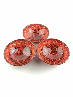 Buy Hand Painted Ceramic Bowls(12 Cm)- 3 Pieces Handmade Turkish Pottery • 17.99£