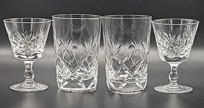 Buy 4 Early 20th Century Discontinued Hand Blown Hand Cut Lead Crystal Glasses  • 45£