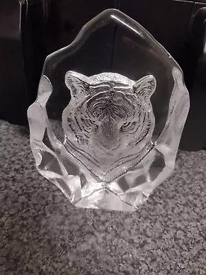 Buy Crystal Glass Tiger Paperweight Sculpture Labelled Crystal Clear Collectables • 15.99£