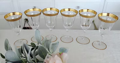 Buy 6 Vintage Tiffin Franciscan GOLD Minton~Optic Water/WINE GOBLETS/Glass/GLASSES! • 107.55£