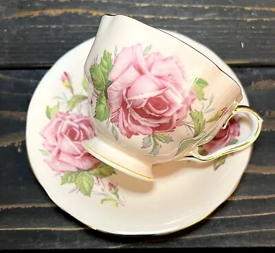 Buy Aynsley Peachy Pink Cabbage Rose Teacup Cup & Saucer Bone China Made In England • 80.61£