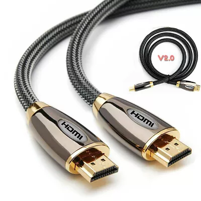 Buy Premium 4k Hdmi Cable 2.0 High Speed Gold Plated Braided Lead 2160p 3d Hdtv Uhd • 7.45£