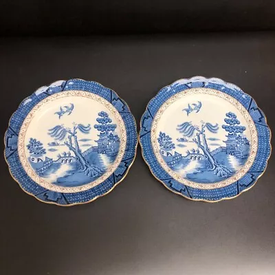 Buy Booths Real Old Willow Plates X2 A8025 Vintage Pair England Blue White China -CP • 19.99£