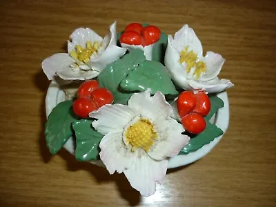 Buy Vintage Crown Staffordshire Fine Bone China Flowers In A Basket December • 15£