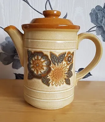 Buy Retro 1970s Ashdale Pottery Coffee Pot Large Flower Pattern Golden Brown  • 15£