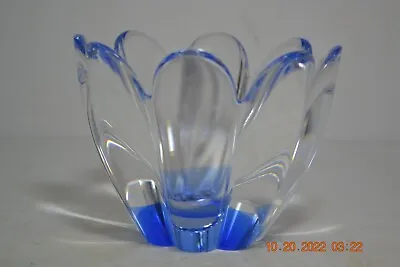 Buy Orrefors Sweden Signed Blue Mayflower Art Glass Vase Bowl • 11.42£