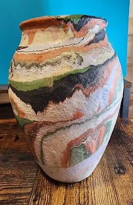 Buy 9.75” Ozark Roadside 1930/40 Vintage Pottery  Vase Orange Green  Black Colorway • 496.11£