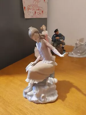 Buy Lladro Girl Sitting On A Rock With Leaping Fish..rare....Read Description. . • 30£