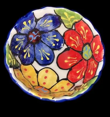 Buy Del Rio Salado Art Pottery Bowl Handmade Spain Round Hand Paint  3” Trinket Dish • 7.57£