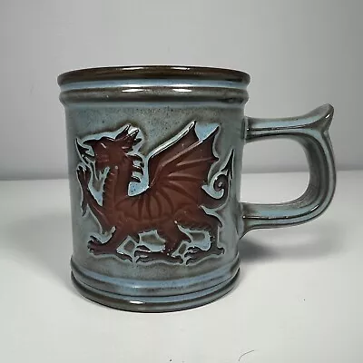 Buy Tyn Llan Studios Blue Glaze Dragon Emblem Beautiful Pottery Mug Made In Wales • 15.17£