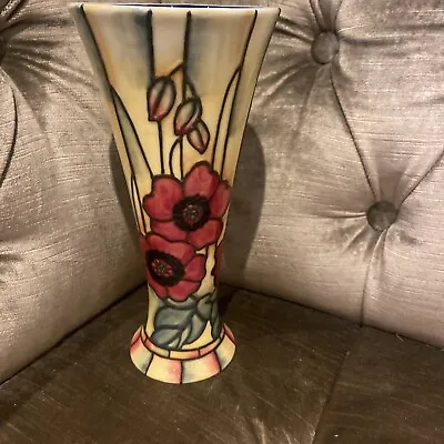 Buy Lovely Old Tupton Ware Tall Yellow Vase  Red Poppy  20.5cm Boxed • 22£