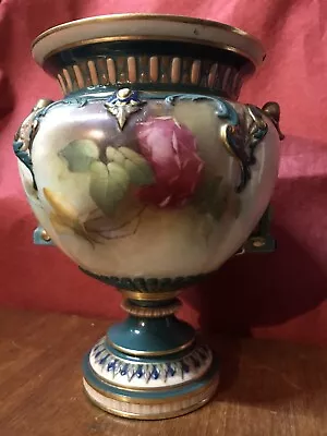 Buy Antique Royal Worcester Porcelain Vase Painted With Roses Signed James Hadley AF • 19.99£