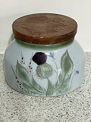 Buy Small Crieff Pottery Wooden Lidded Pot Handpainted Thistle, Formerly Buchan • 14.99£