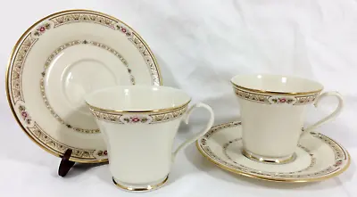 Buy Gorham Fine China CHAPEL HILL 2 Tea Cups & Saucers Set Gold Rim Floral Vtg USA • 28.76£
