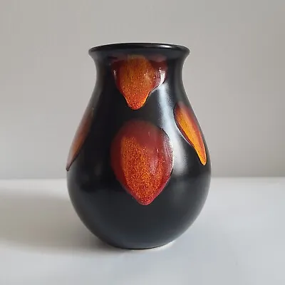 Buy Poole Lava Glaze Vase Red Orange Black Matte Galaxy, English England MCM Vintage • 79.62£