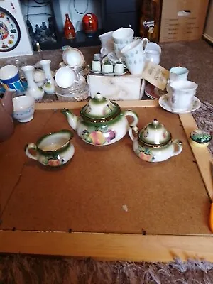 Buy Mayfayre Pottery Staffordshire England Teapot, Milk Jug And Sugar Bowl Decorated • 12£