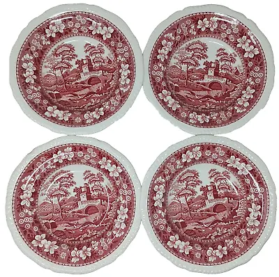 Buy 4 Copeland Spode's Tower Red Shallow Bowl / Plate 7 5/8 Older Mark Lot VTG  #D45 • 33.61£