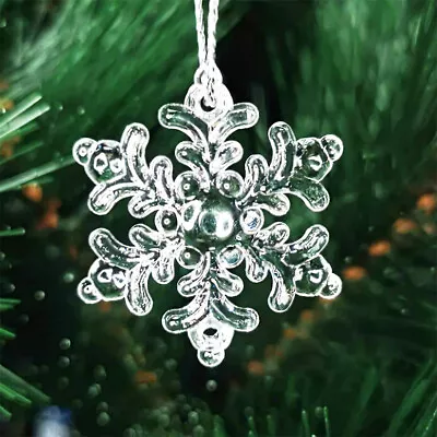 Buy 20x Acrylic Crystal Snowflakes Ornaments Christmas Winter Hanging DIY Wall Decor • 3.11£