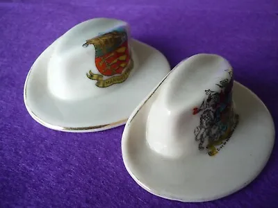 Buy Arcadian Crested China Ww1 - Two Models Of A Colonial Hat - Hereford/manningtree • 7.99£