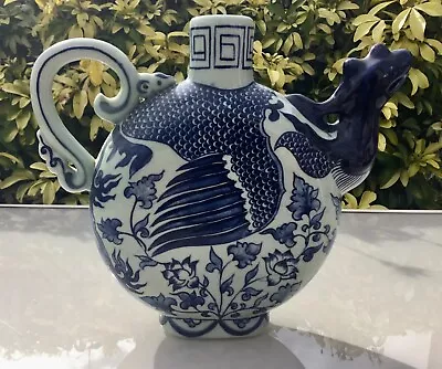 Buy Vintage Original Yuan Dynasty Blue & White Phoenix Headed Teapot • 80£