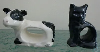 Buy Two Wealden Pottery Studio Art Decorative Cat & Cow Serviette Napkin Rings  • 19.99£