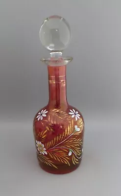 Buy Decorative Hand Painted Cranberry Glass, Gilt & Enamelled Decanter • 29.99£