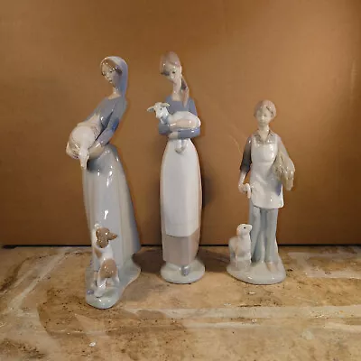Buy Lladro 2X: Girl With Goose & Dog; Girl With Lamb . Possible Lladro Boy . • 6.50£