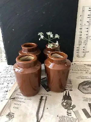 Buy Antique Stoneware Brown Glaze Cream Pots • 6£