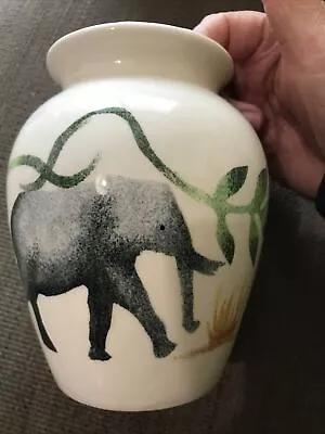 Buy Jane And Stephen Baughan Vase - Elephants  Hand Painted • 7.99£