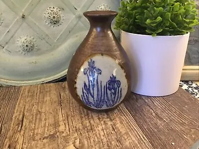 Buy Otagiri  Pottery Glazed Vase Embellished With Hand Painted Irises 5” Speckled • 28.22£